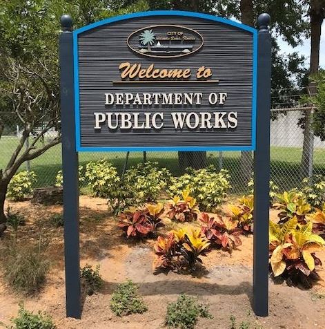 Photo of new public works sign