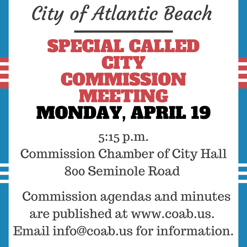 AnnouncementCityCommissionSpecialCalledMeetingWaver041921
